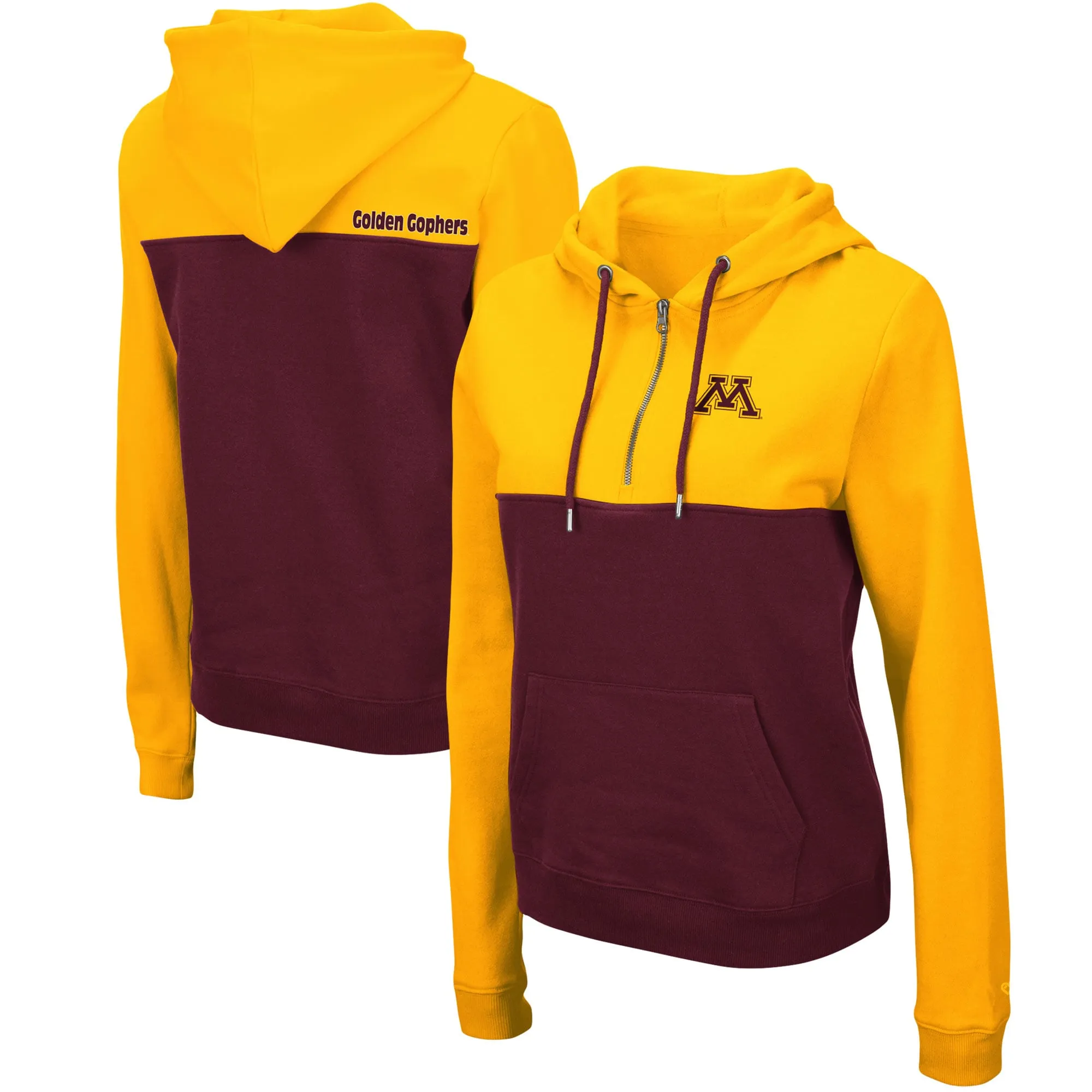 Colosseum Minnesota Golden Gophers Women's Gold/Maroon Aidan Lightweight Half-Zip Hoodie