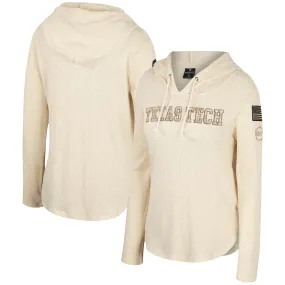 Colosseum Texas Tech Red Raiders Women's Cream OHT Military Appreciation Casey Raglan Long Sleeve Hoodie T-Shirt