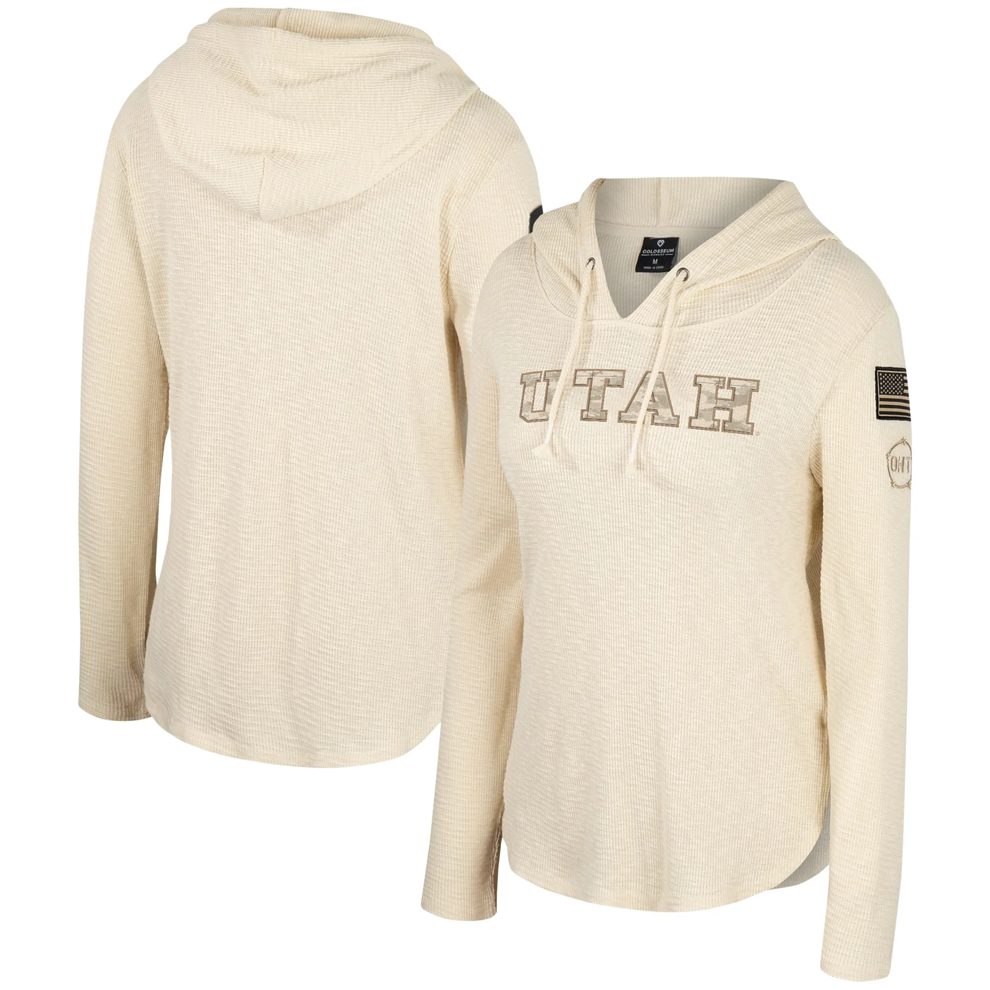 Colosseum Utah Utes Women's Cream OHT Military Appreciation Casey Raglan Long Sleeve Hoodie T-Shirt