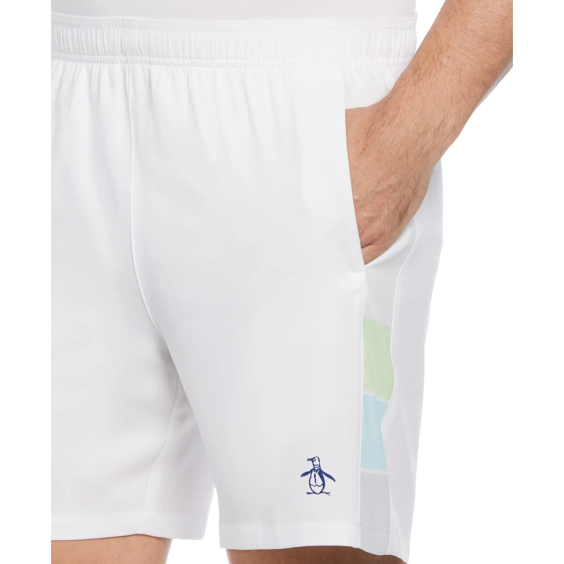 Colour Block Performance Tennis Shorts In Bright White