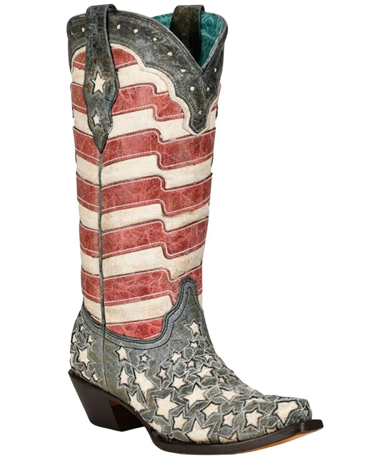 Corral Women's Blue Jeans Stars and Stripes Western Boot - Snip Toe - A4152