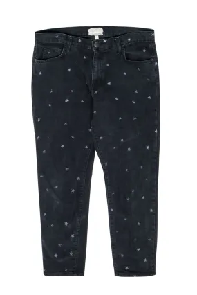 Current/Elliott - Dark Grey Straight Leg Jeans w/ Stars Sz 30