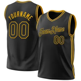 Custom Black Red Authentic Throwback Basketball Jersey