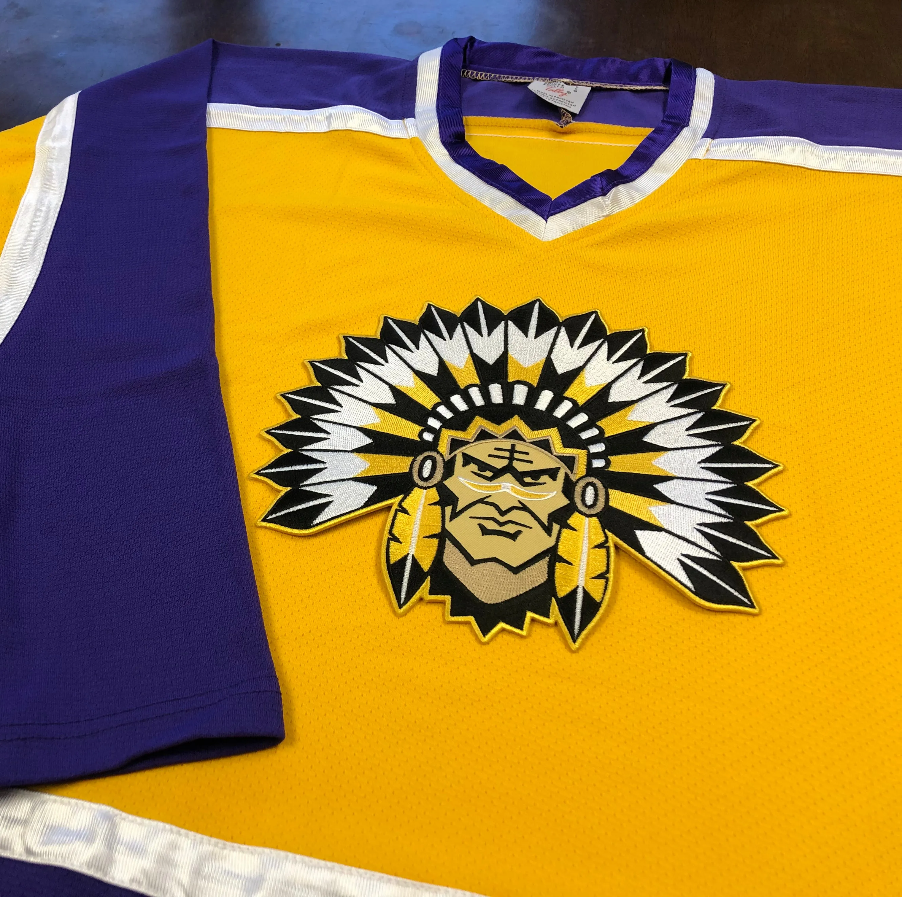 Custom Hockey Jerseys with an Indian Twill Logo