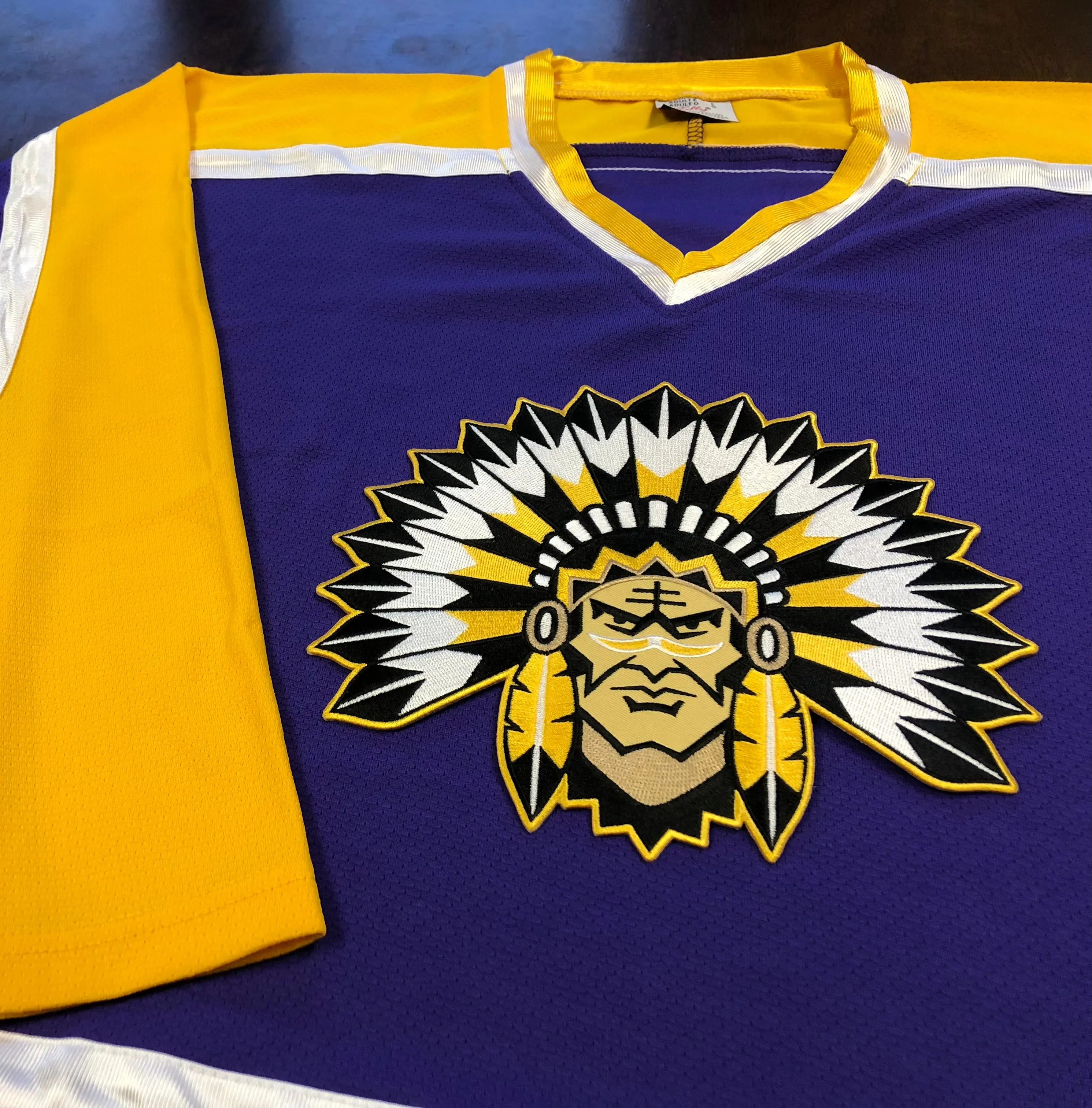 Custom Hockey Jerseys with an Indian Twill Logo