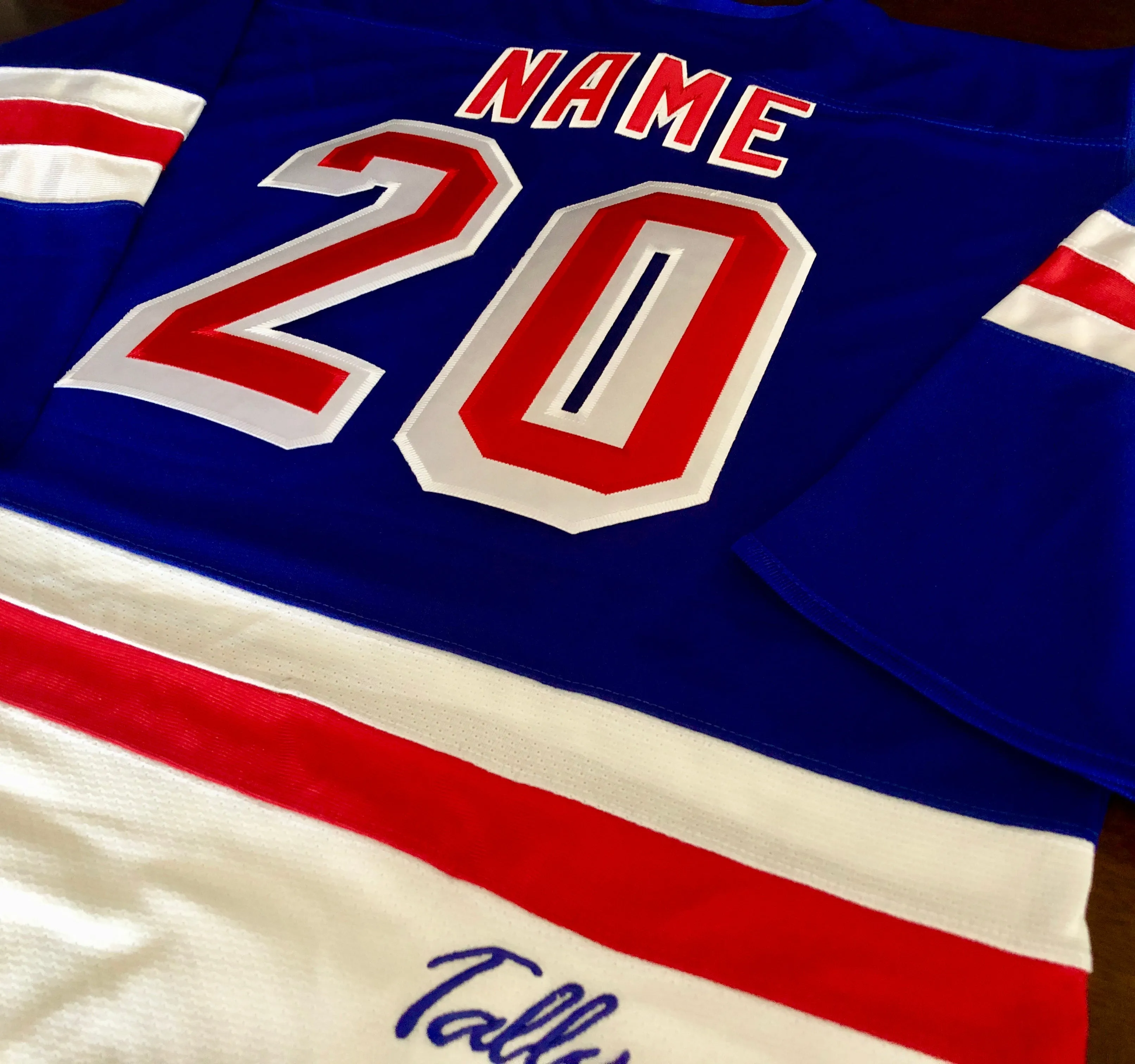 Custom Hockey Jerseys with Rangers in Twill Letters