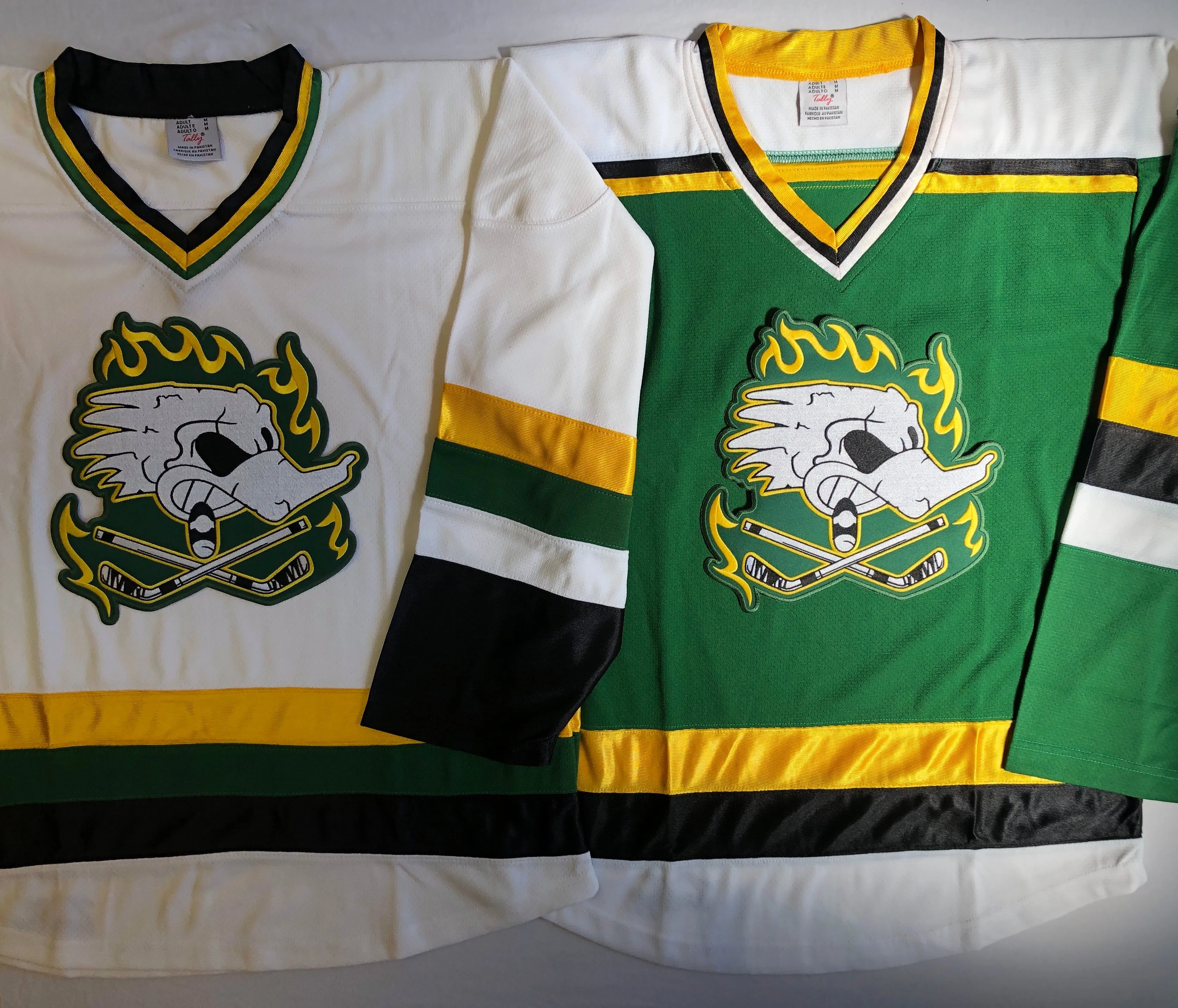 Custom Hockey Jerseys with the Dirty Ducks Twill Logo