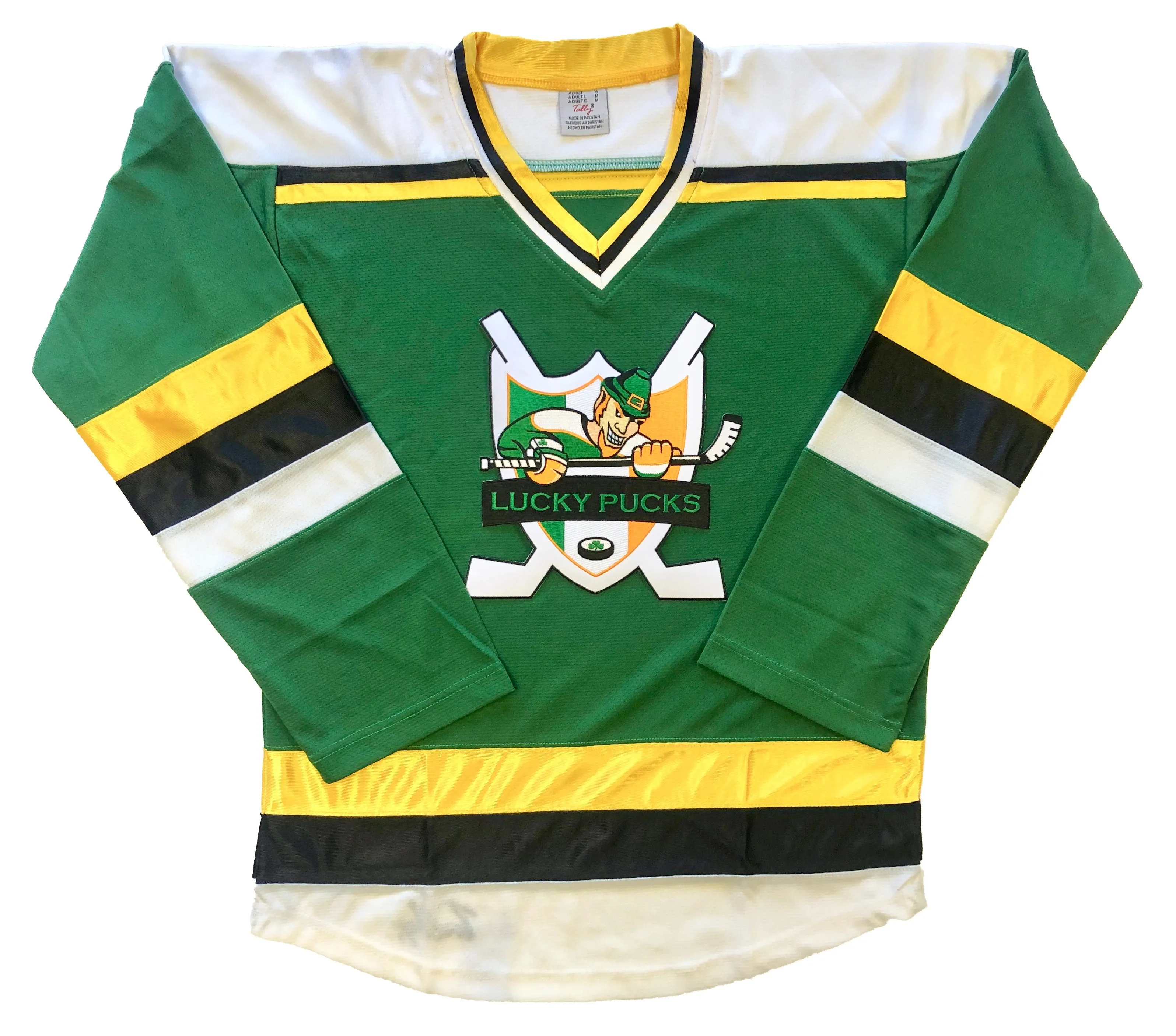 Custom Hockey Jerseys with the Lucky Pucks Twill Logo