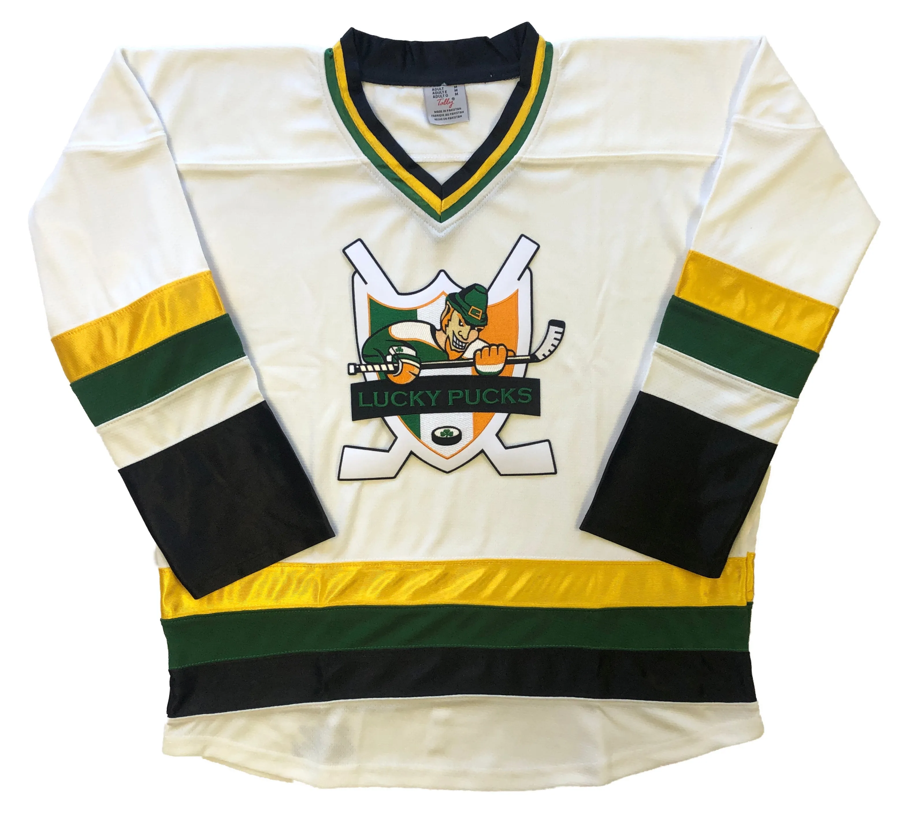 Custom Hockey Jerseys with the Lucky Pucks Twill Logo