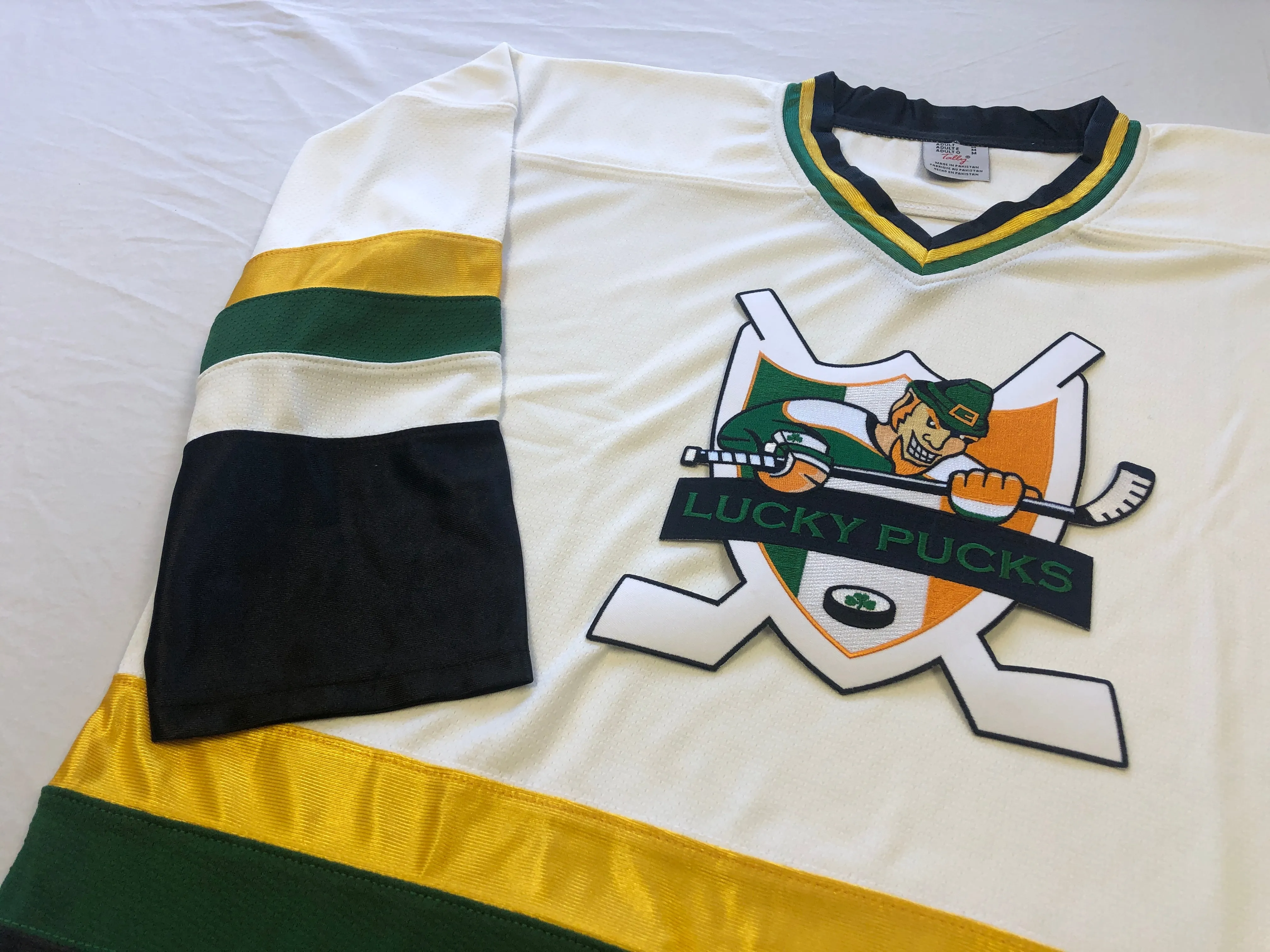 Custom Hockey Jerseys with the Lucky Pucks Twill Logo