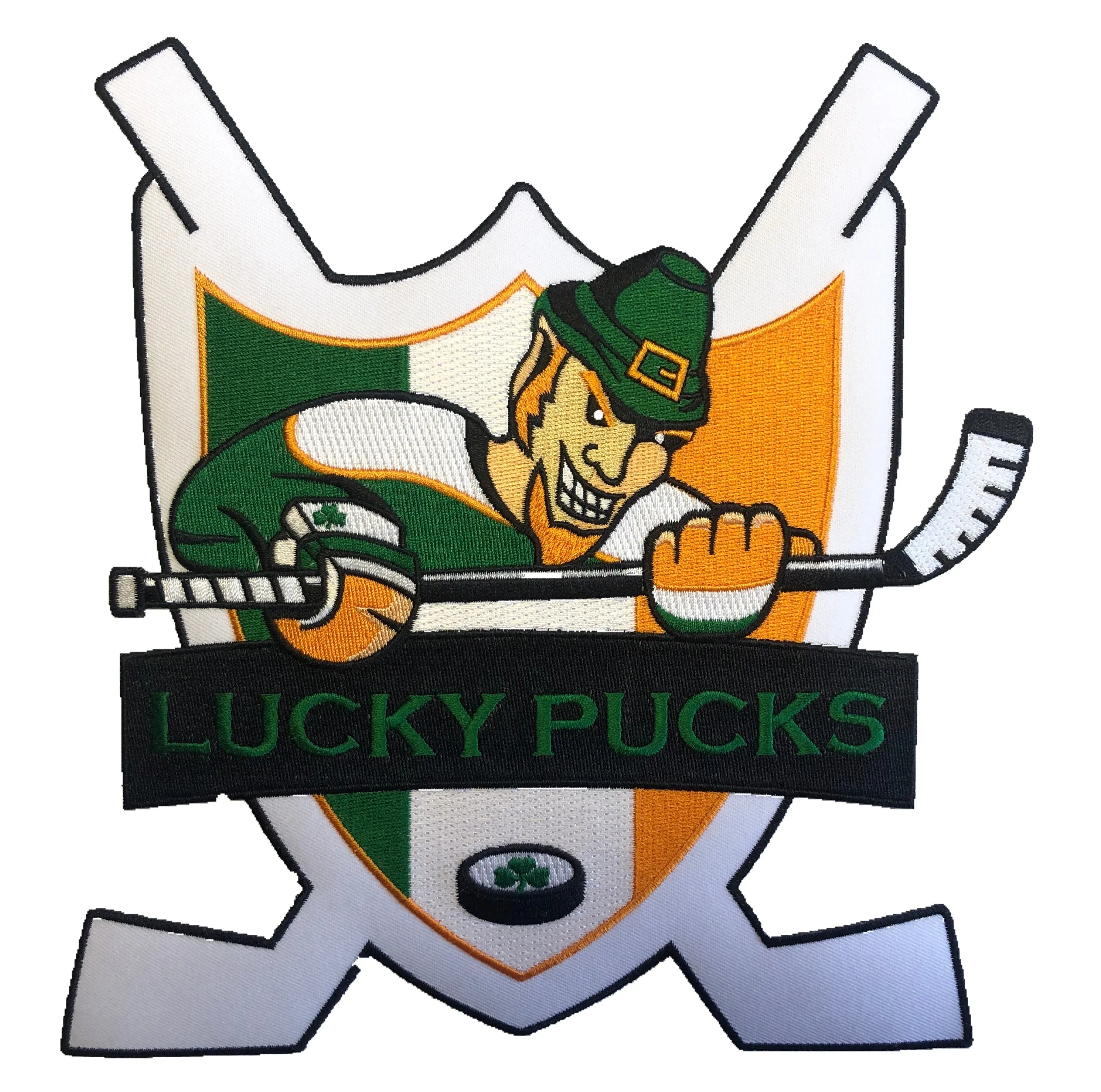 Custom Hockey Jerseys with the Lucky Pucks Twill Logo