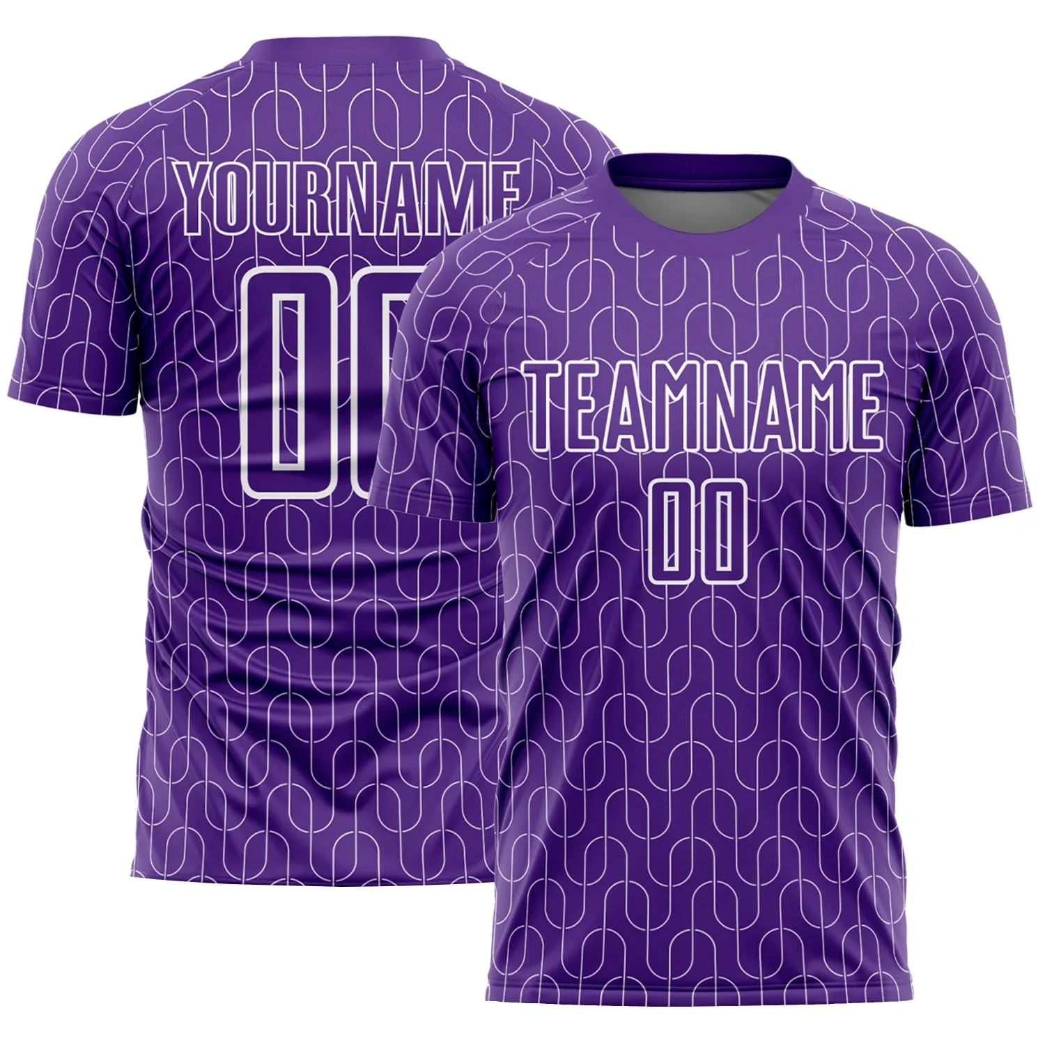 Custom Purple White Geometric Pattern Sublimation Soccer Uniform Jersey