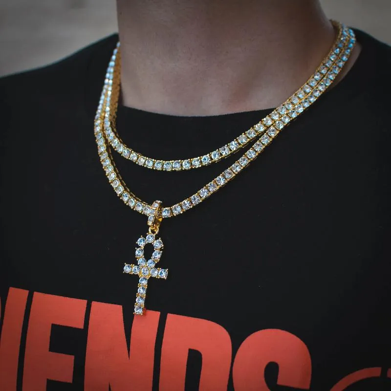 Diamond Tennis Chains with Ankh [Bundle]