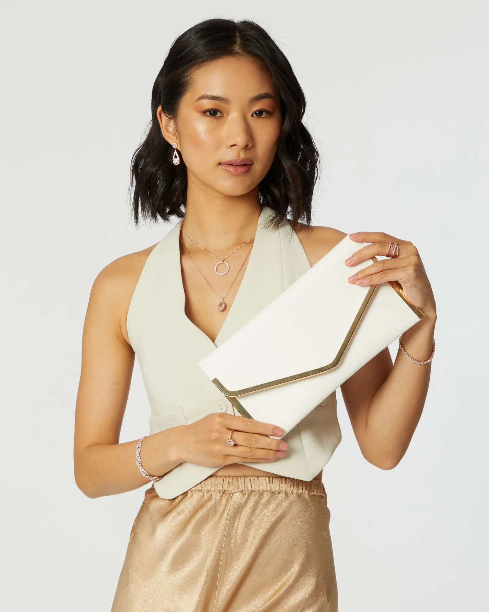 Didi White Clutch Bag