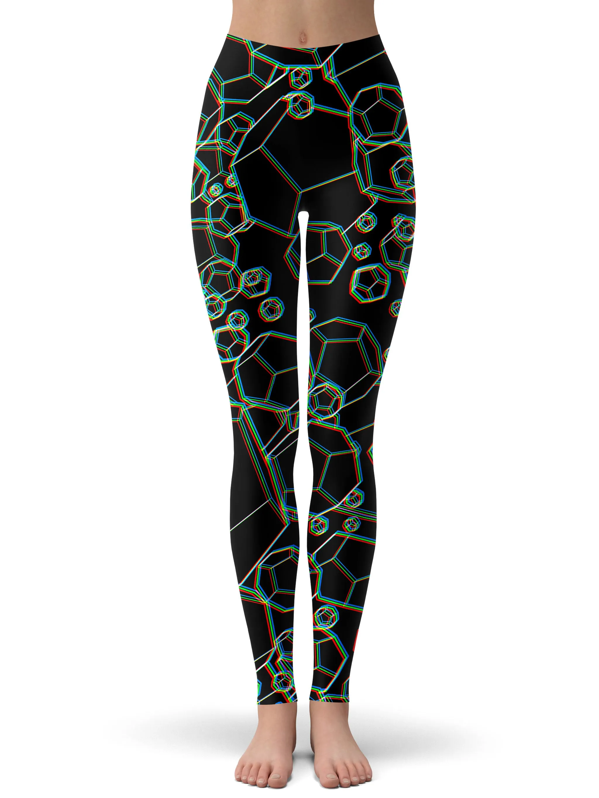 Dodecahedron Madness Glitch Crop Hoodie and Leggings Combo