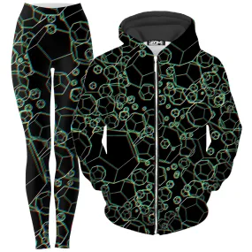 Dodecahedron Madness Glitch Zip-Up Hoodie and Leggings Combo