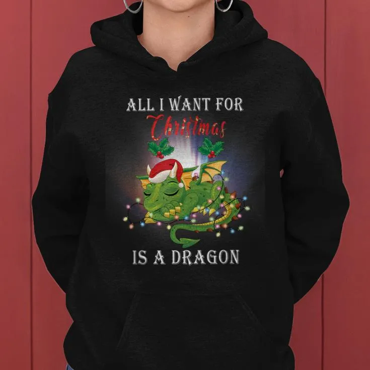 Dragon Lovers All I Want For Christmas Is A Dragon Girls Women Hoodie