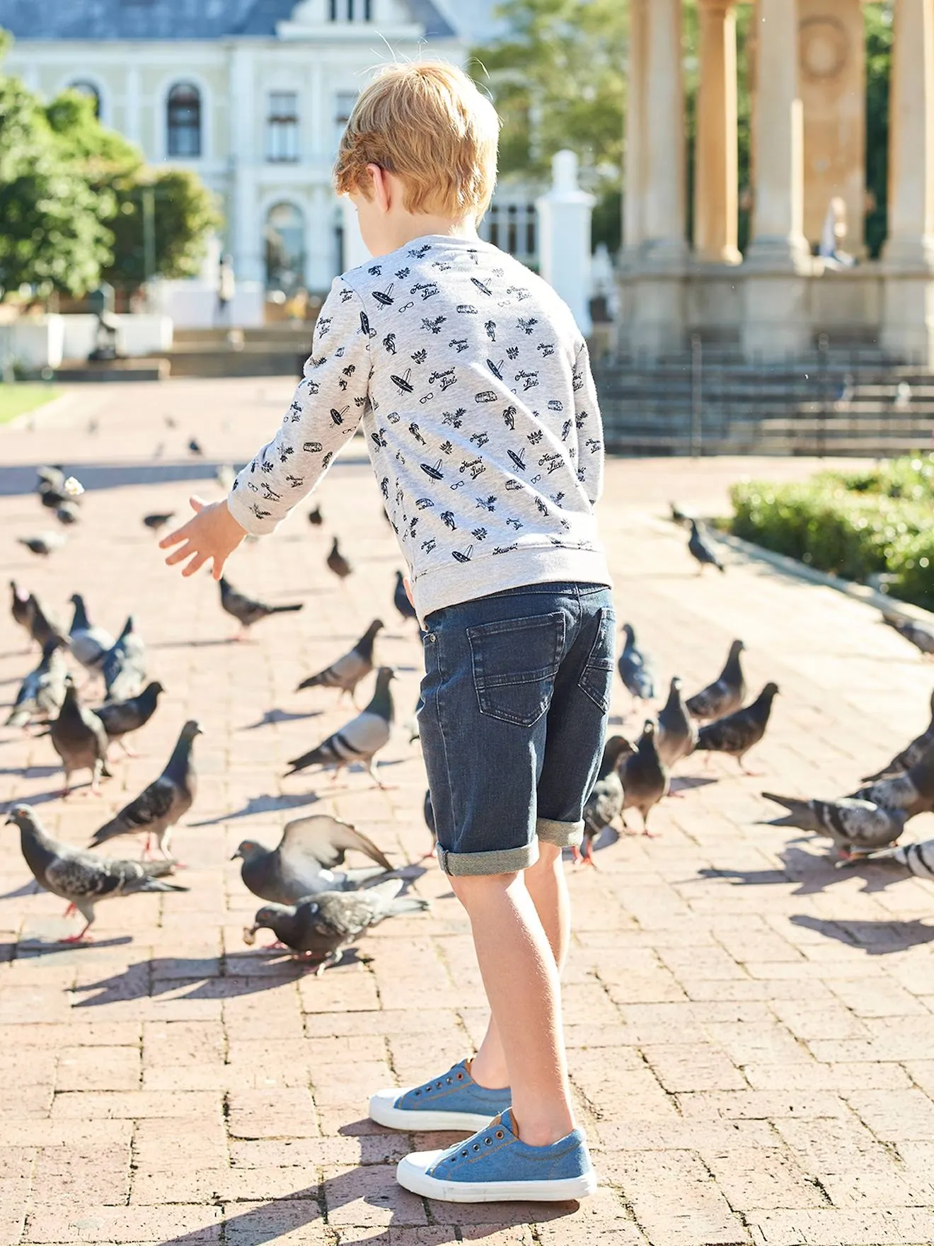 Elasticated Canvas Trainers for Boys - green/print