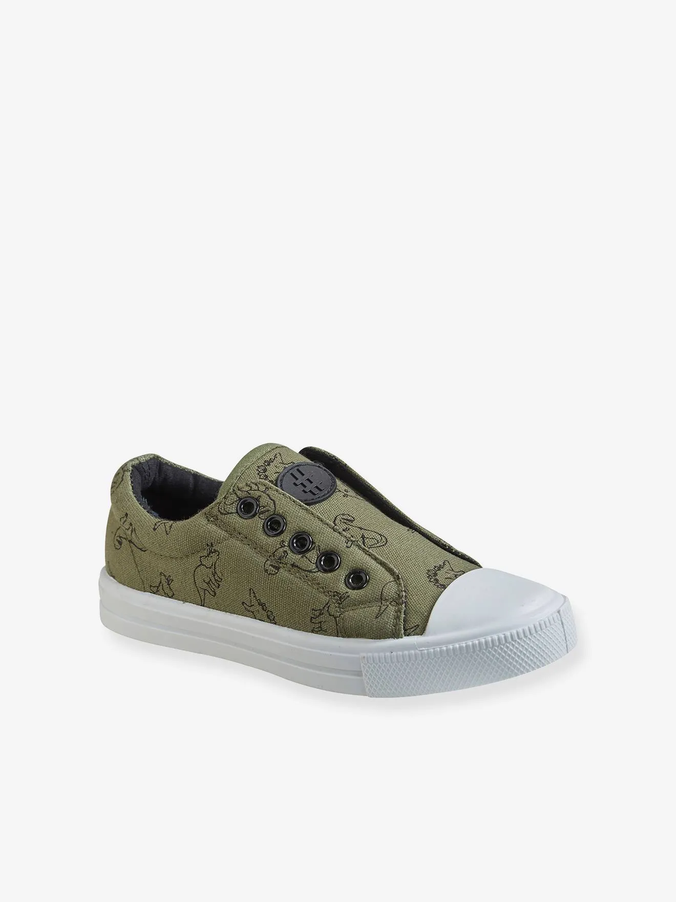 Elasticated Canvas Trainers for Boys - green/print