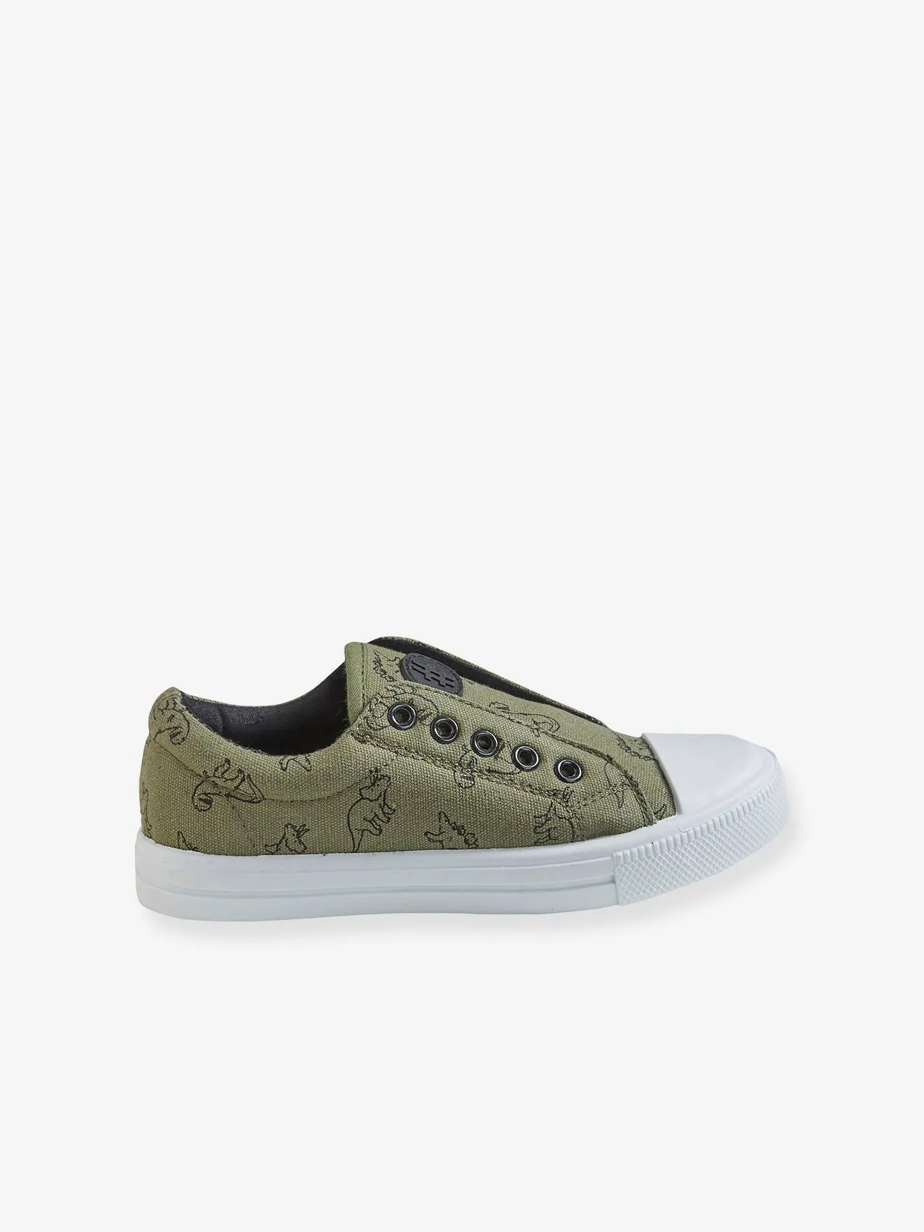 Elasticated Canvas Trainers for Boys - green/print