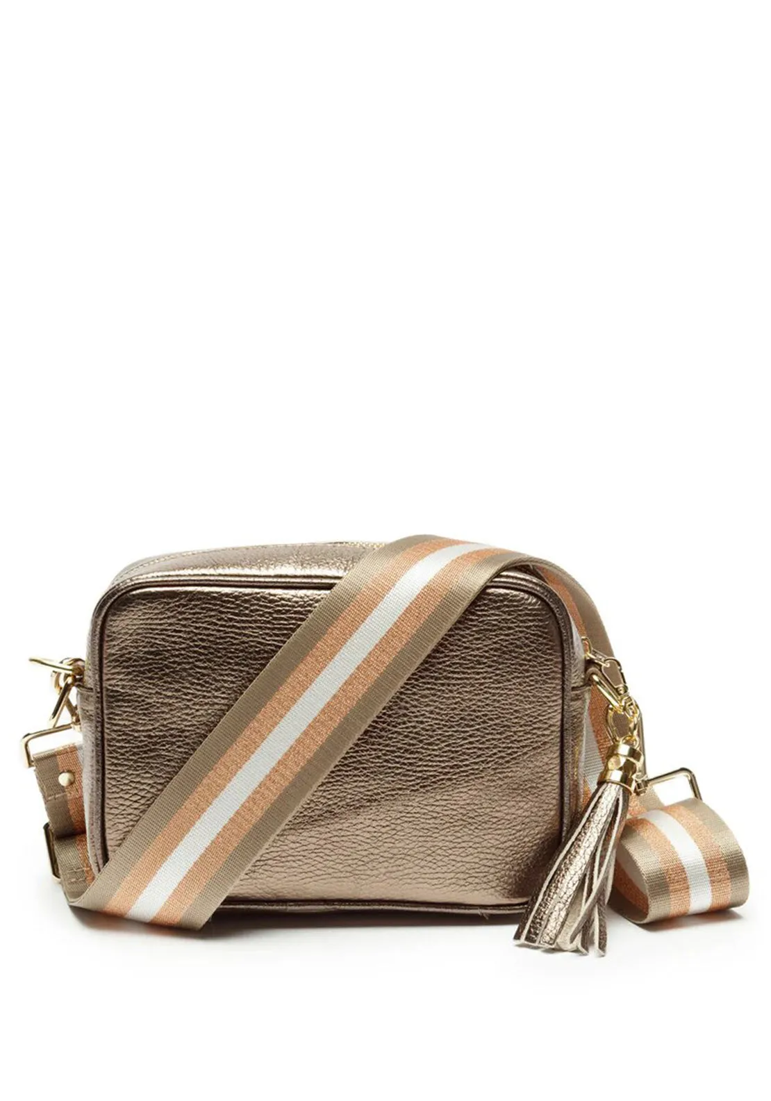 Elie Beaumont Crossbody Tassel Bag with Champagne Strap, Bronze