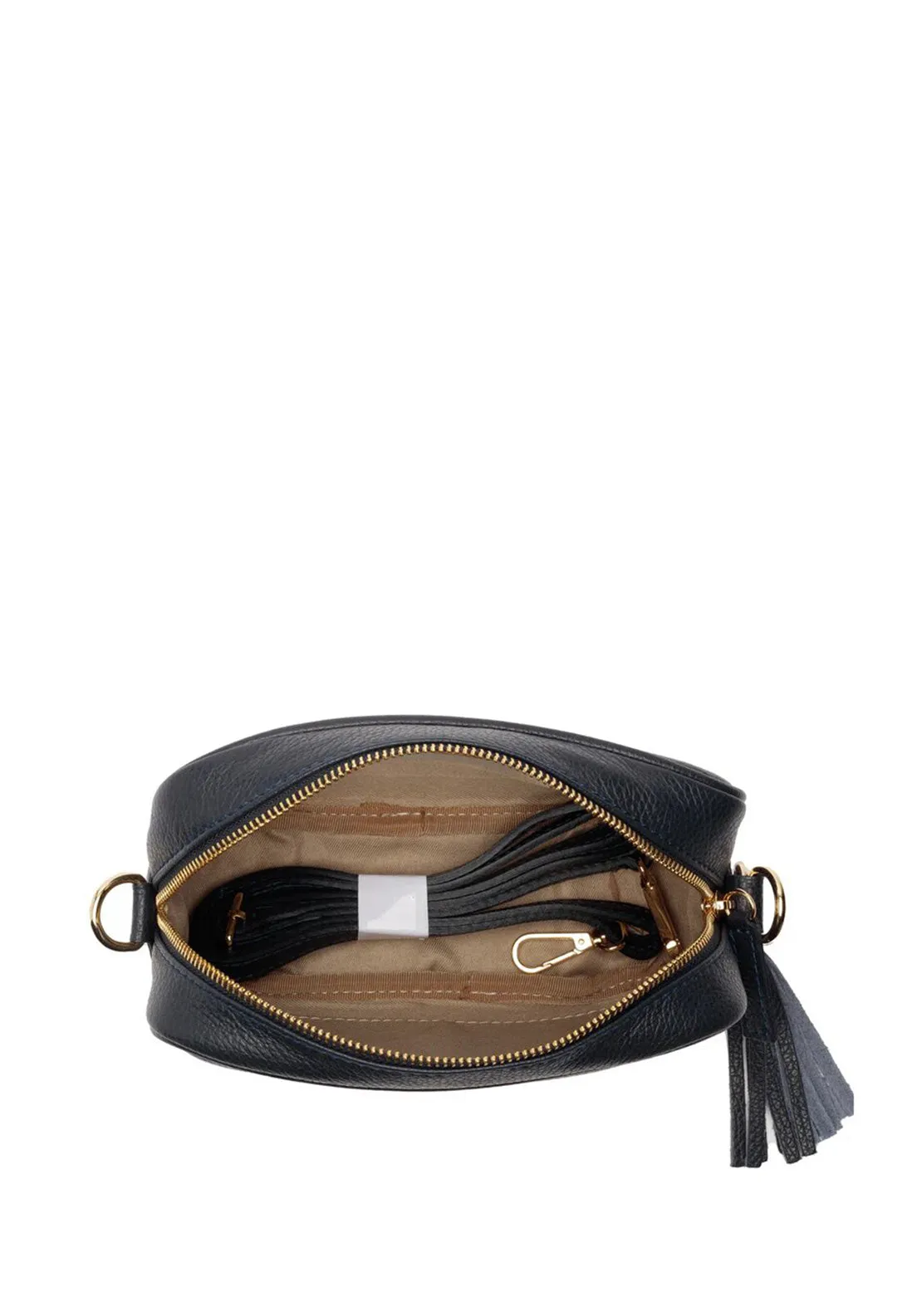 Elie Beaumont Crossbody Tassel Bag with Weave Strap, Navy