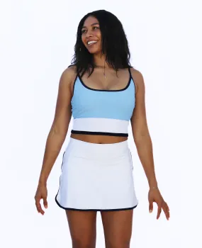 Everyday Tennis Skirt - White with Navy