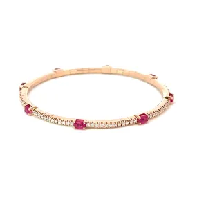 Ex-Tensible Oval Ruby station & Diamond Stretch Tennis Bracelet