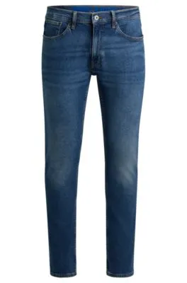 Extra-slim-fit jeans in navy stonewashed stretch denim