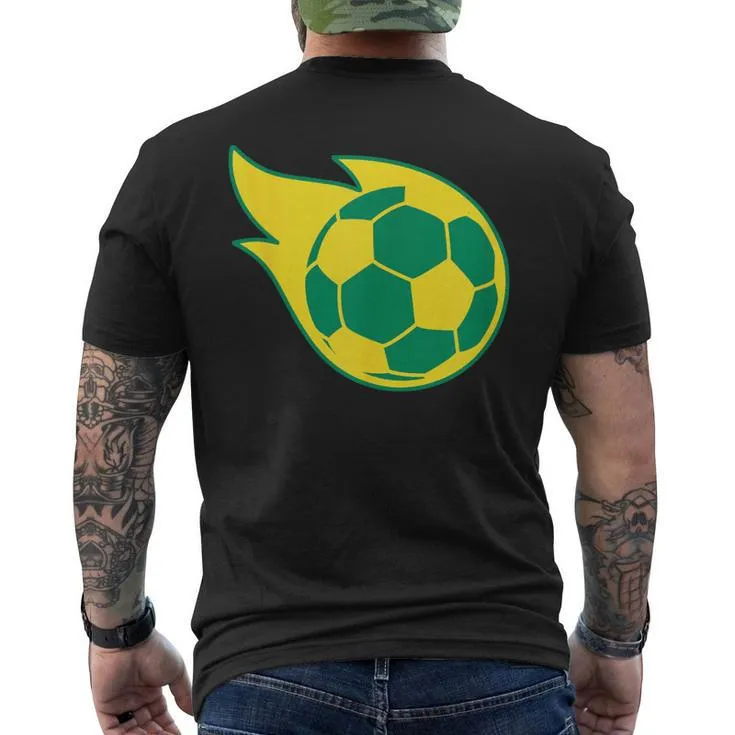 Fast Yellow Green Soccer Ball Sports Men's T-shirt Back Print