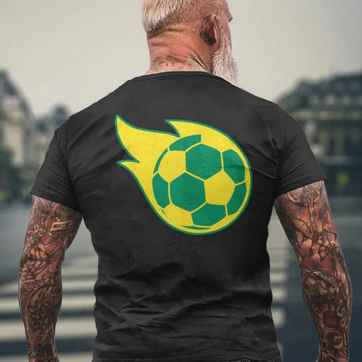 Fast Yellow Green Soccer Ball Sports Men's T-shirt Back Print