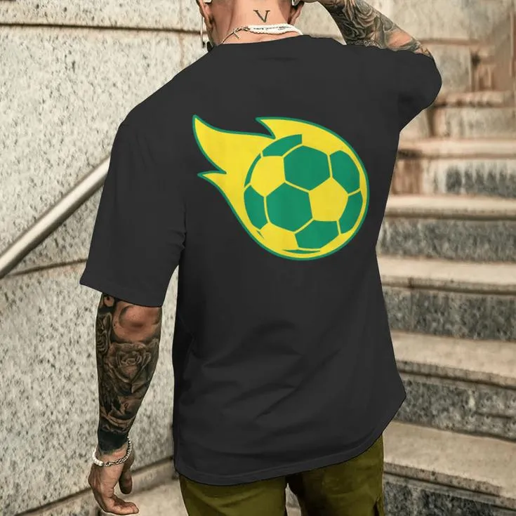 Fast Yellow Green Soccer Ball Sports Men's T-shirt Back Print