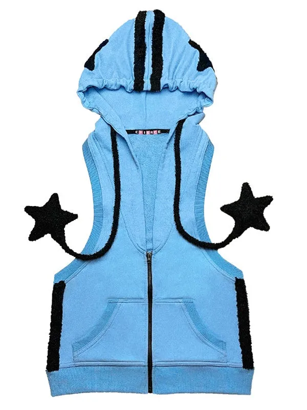 Five-pointed Star Decoration Hooded Vest