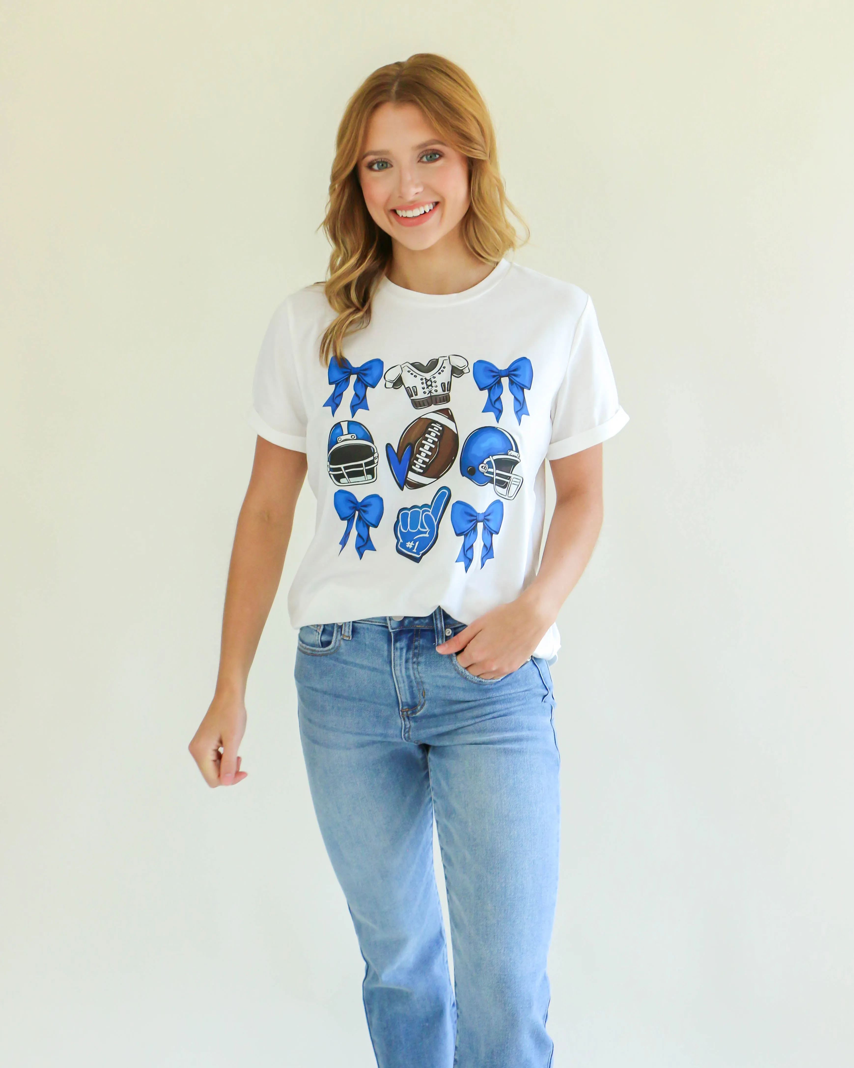 Football Icon Tee in Blue/White