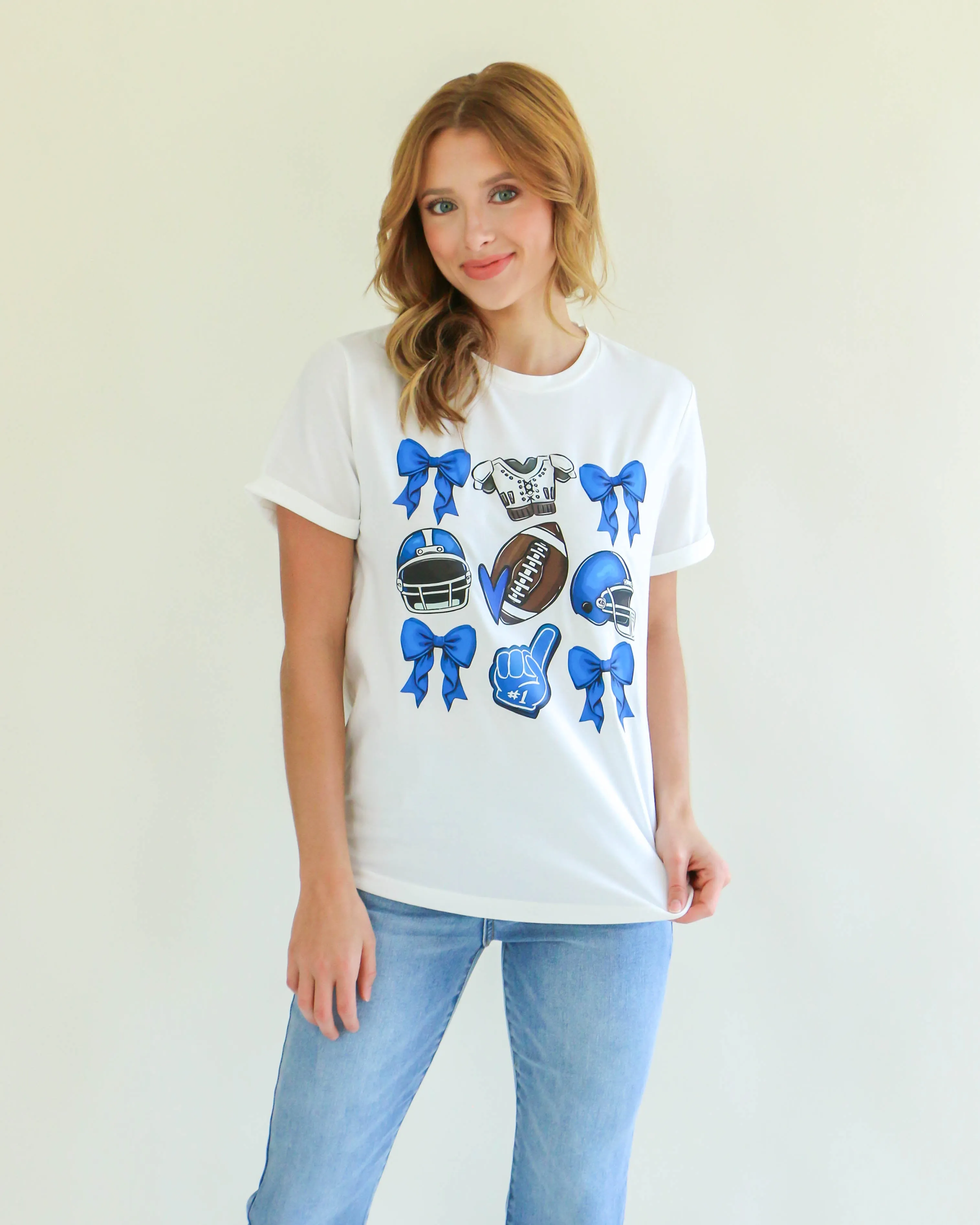 Football Icon Tee in Blue/White