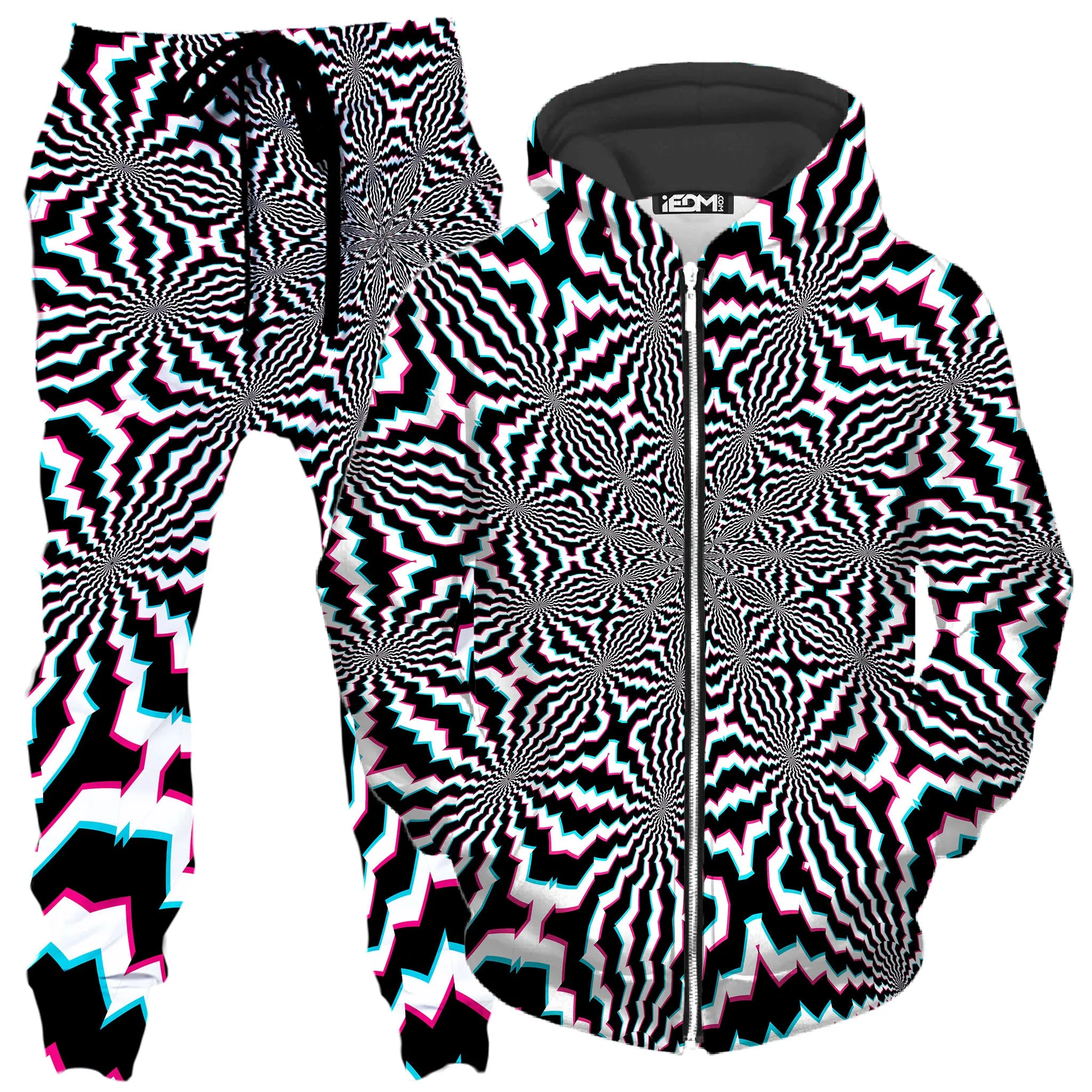 Fractal Ripples Zip-Up Hoodie and Joggers Combo