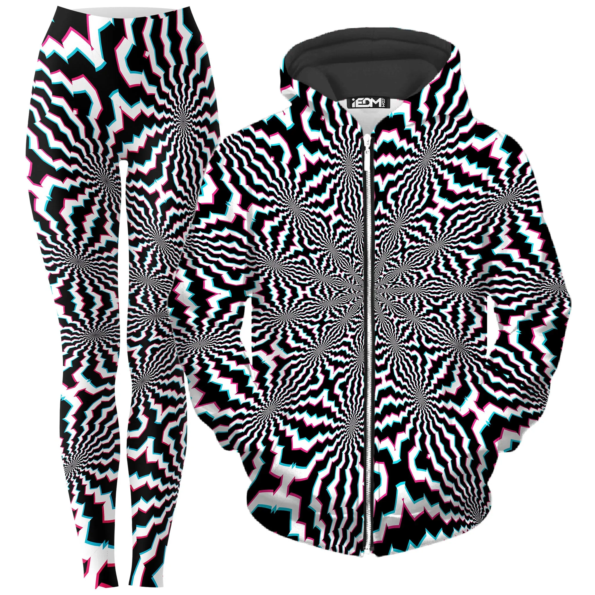 Fractal Ripples Zip-Up Hoodie and Leggings Combo