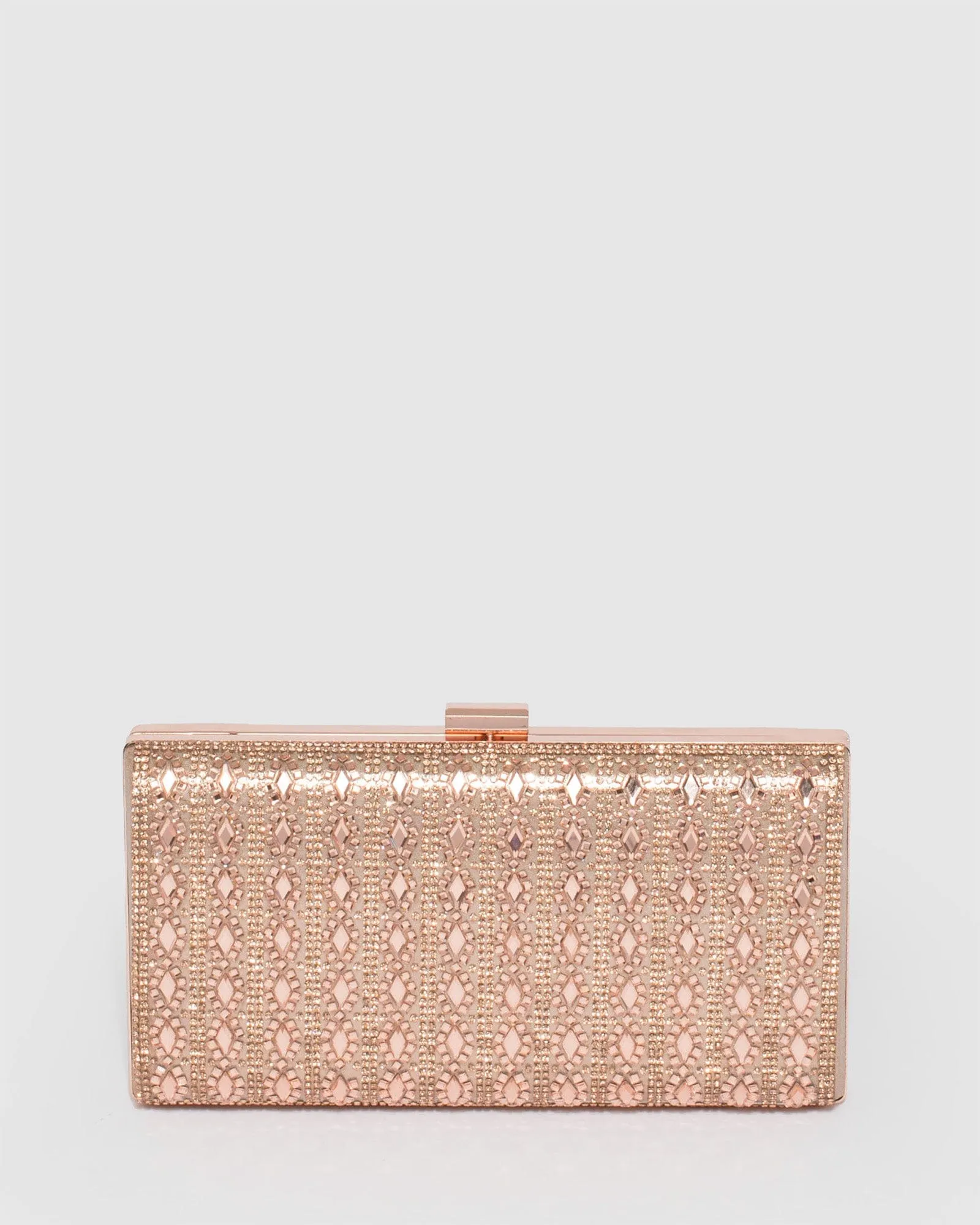 Gaia Embellished Rose Gold Clutch Bag