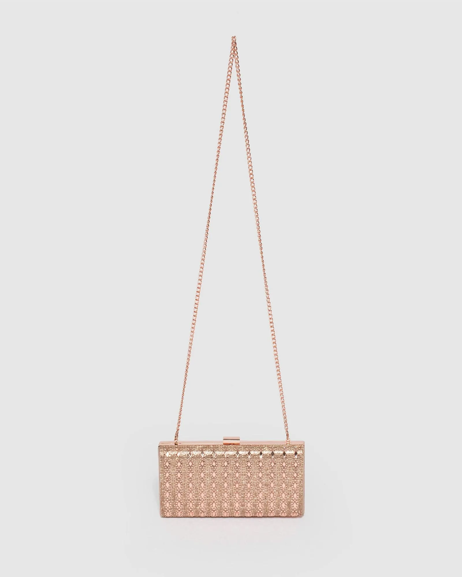 Gaia Embellished Rose Gold Clutch Bag