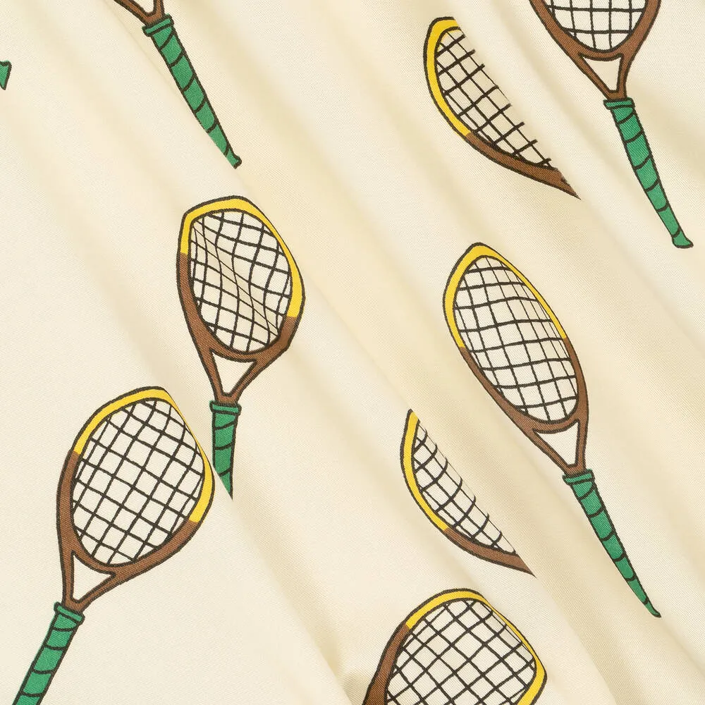 Girls Ivory Lyocell Tennis Print Dress