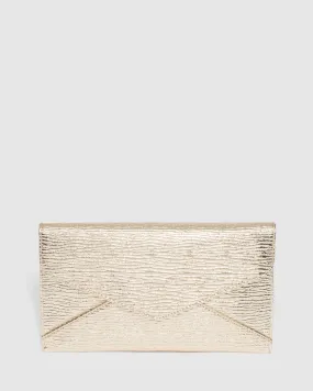 Gold Kelly Envelope Clutch Bag