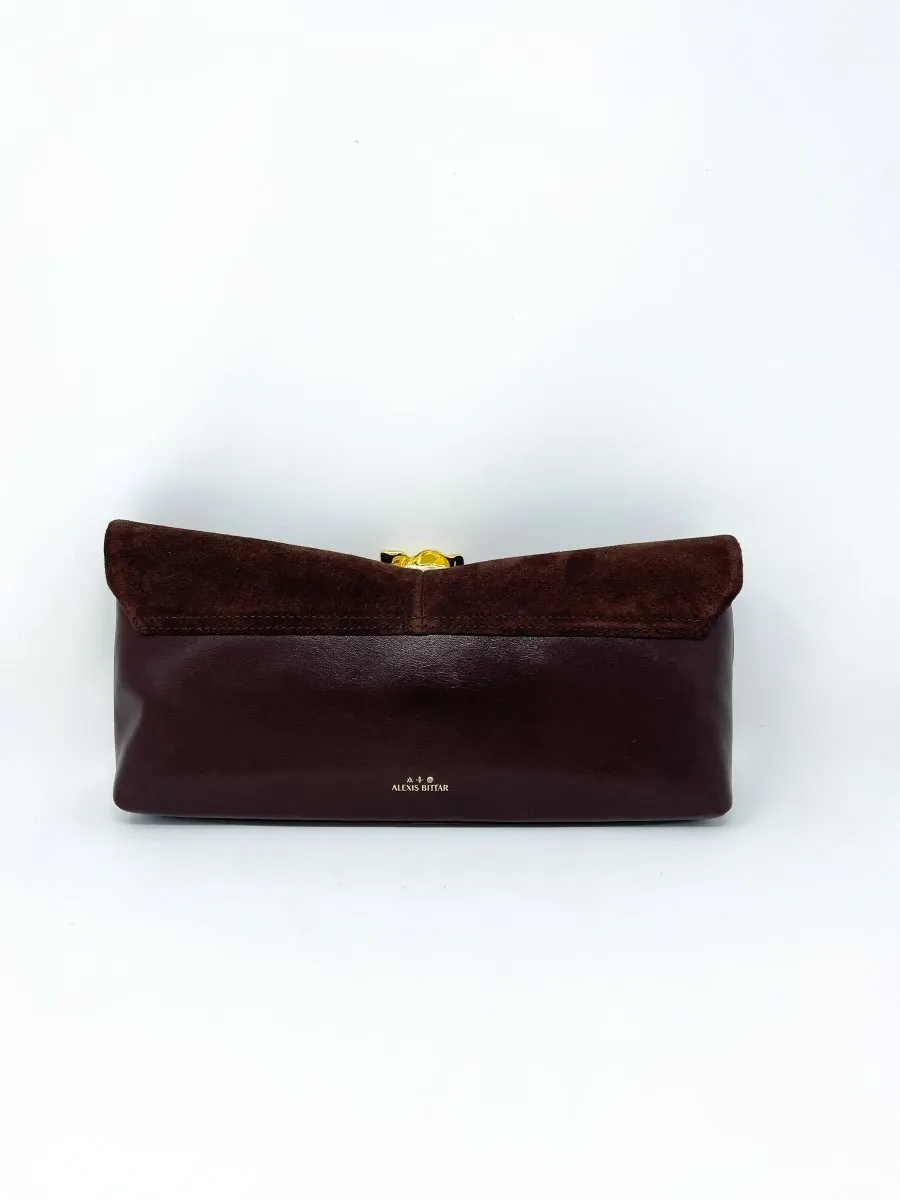 Gold Ribbon Convertible Shoulder Bag in Chocolate