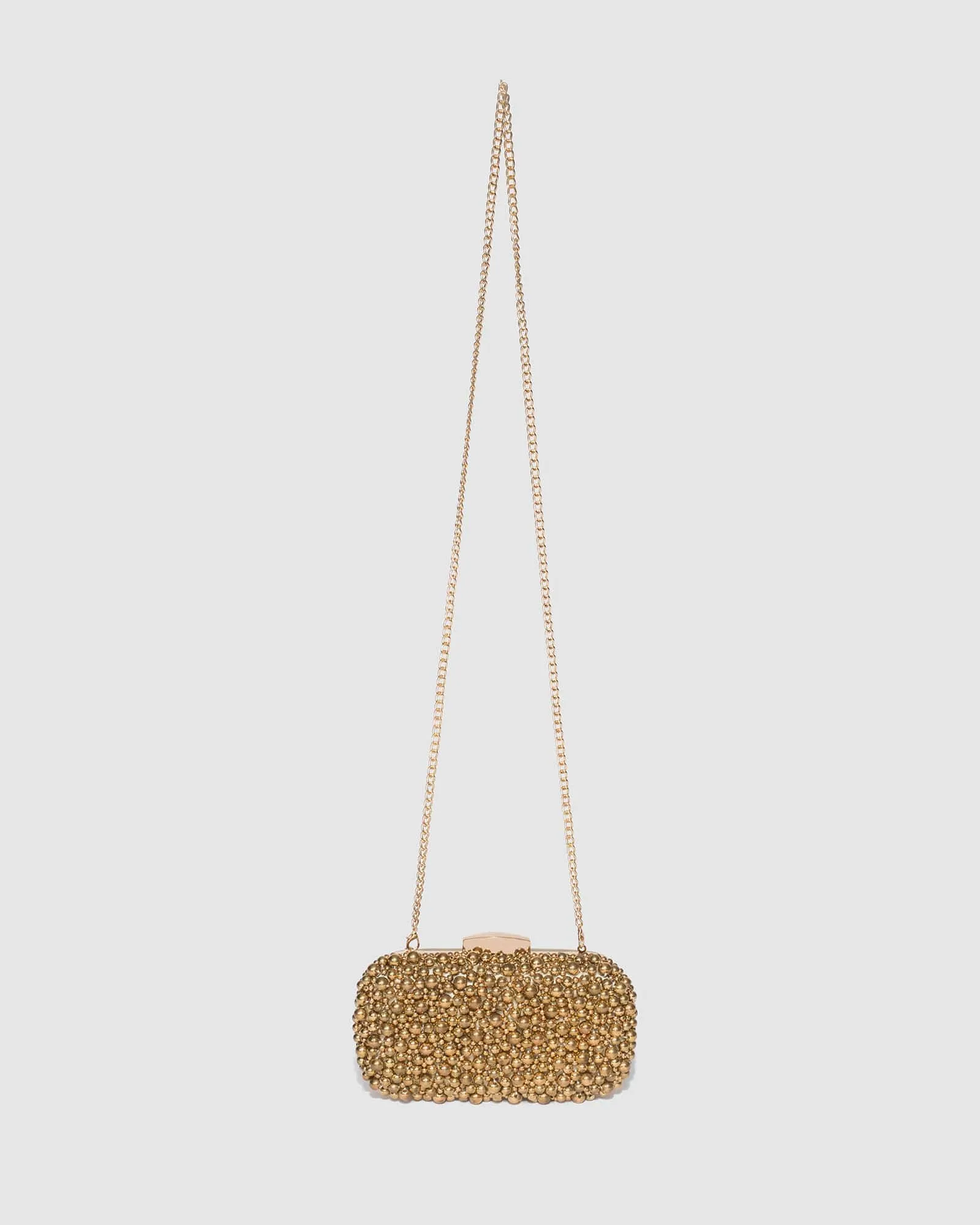 Gold Sarah Beaded Clutch Bag