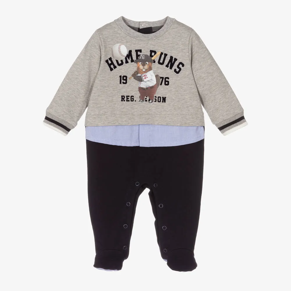 Grey Baseball Squirrel Babygrow