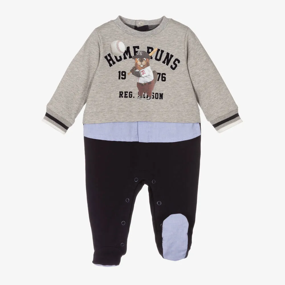 Grey Baseball Squirrel Babygrow