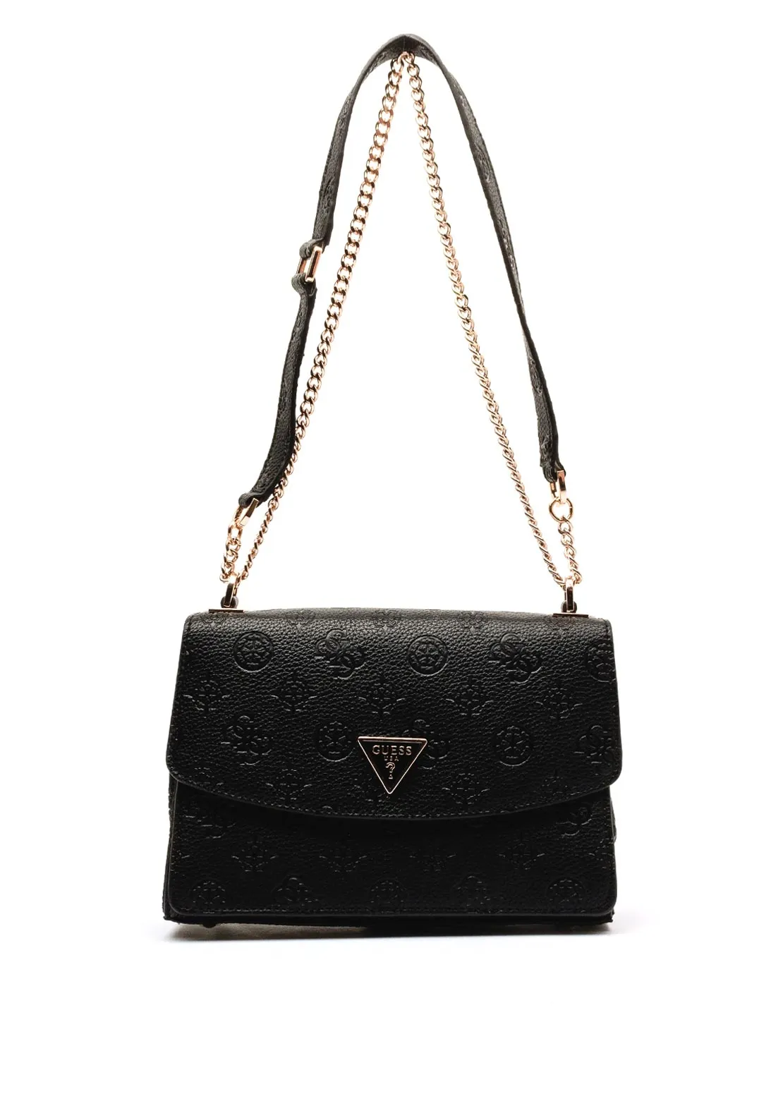 Guess Cresidia Logo Embossed Crossbody Satchel Bag, Black