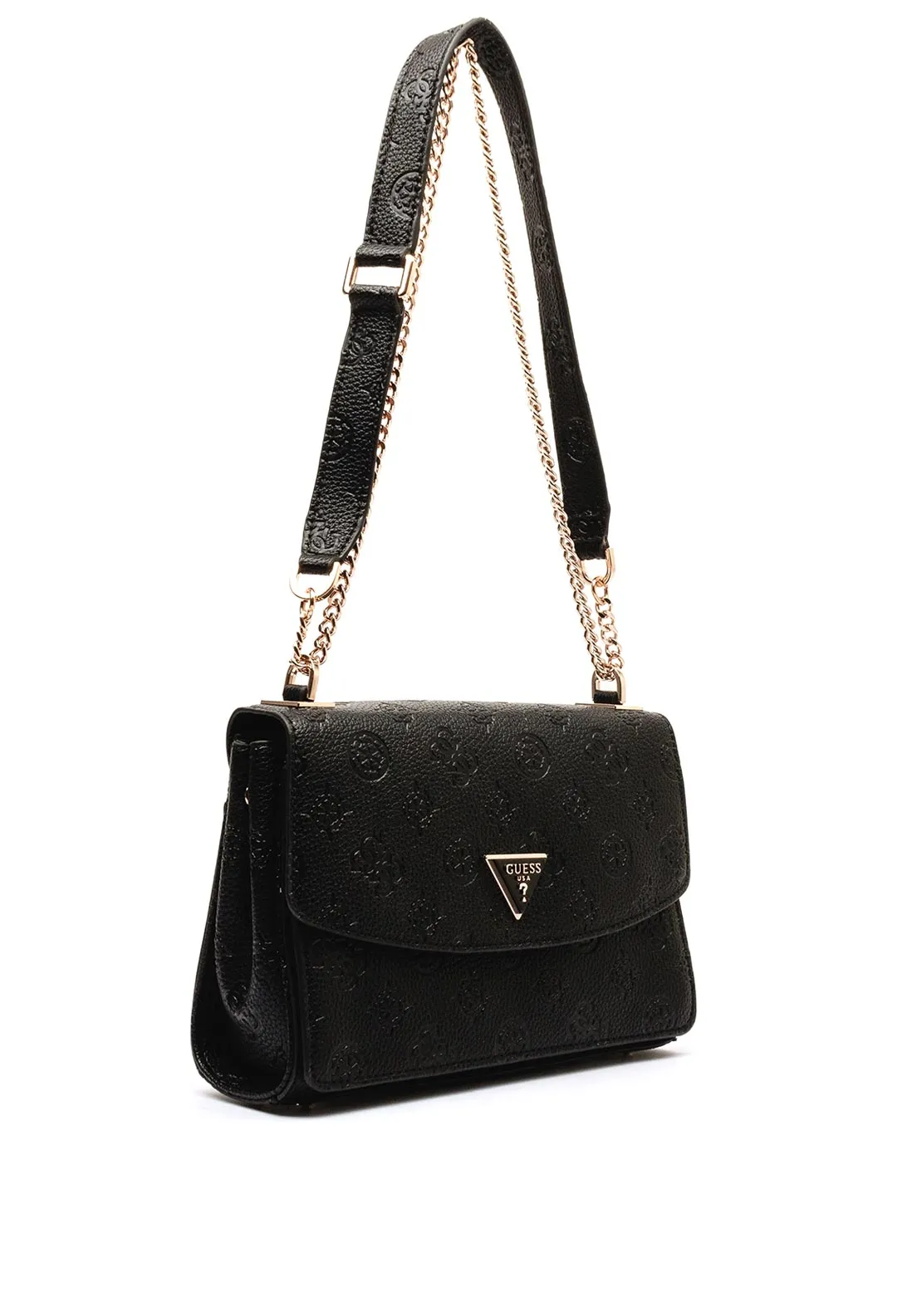 Guess Cresidia Logo Embossed Crossbody Satchel Bag, Black