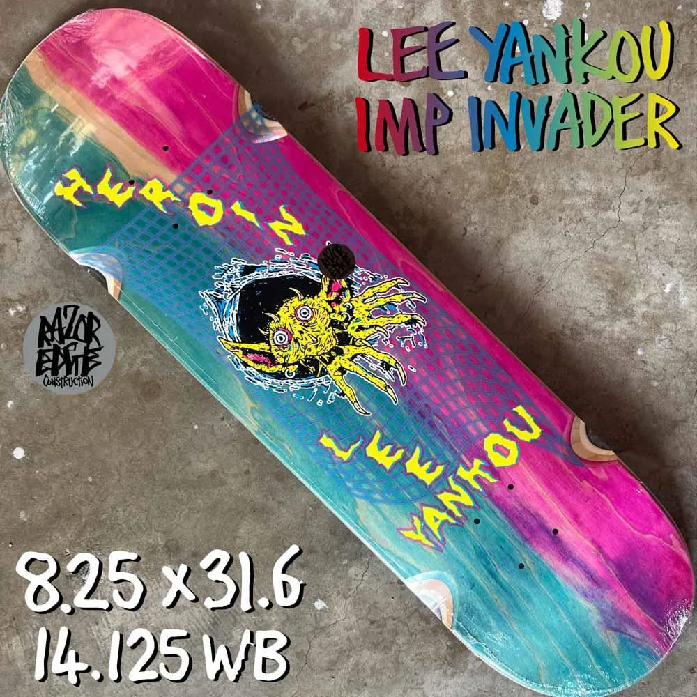 Heroin Skateboards Lee Yankou Skateboard Deck Imp Invader 8.25