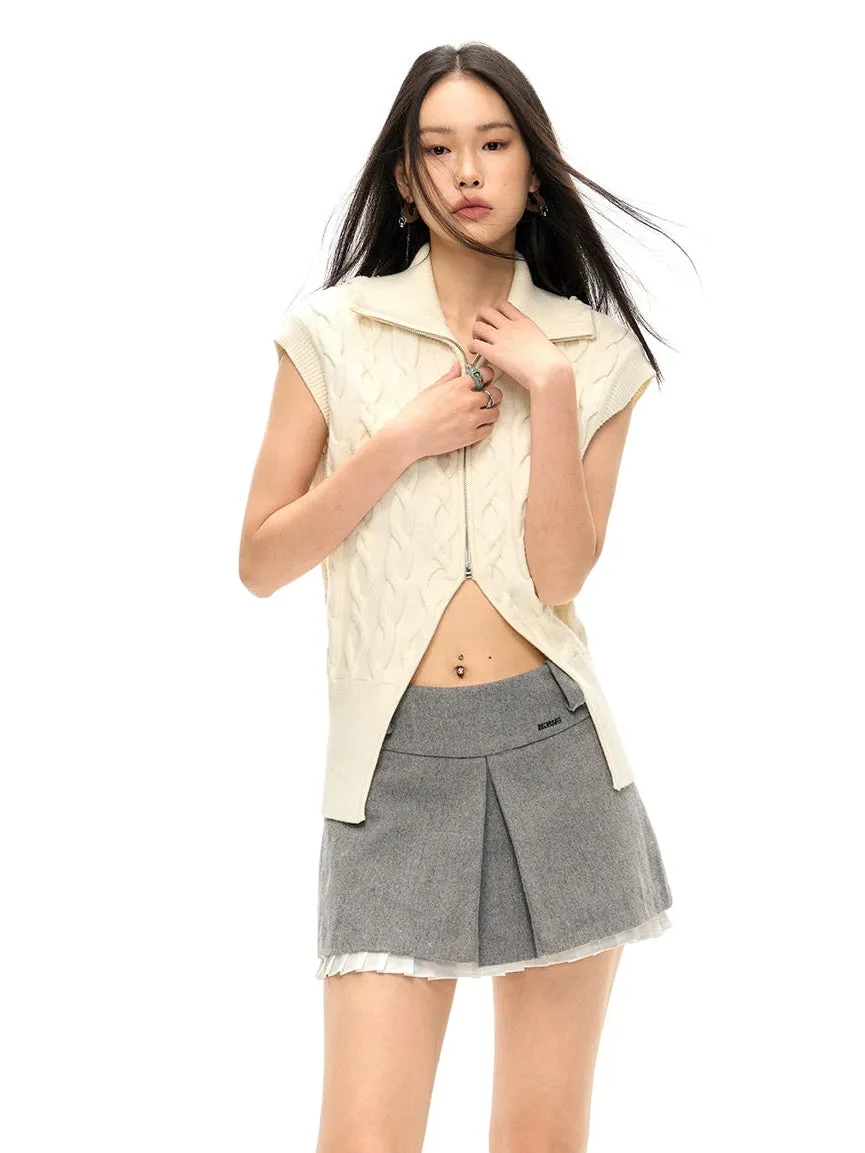 High Neck Cable Knitted Vest