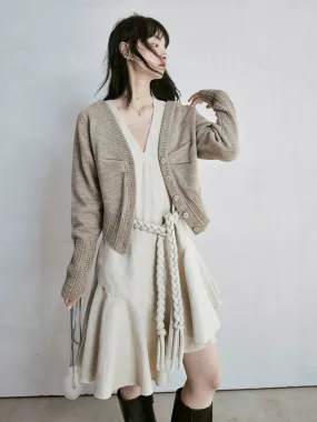 Hollow Hook Flower V-neck Cardigan